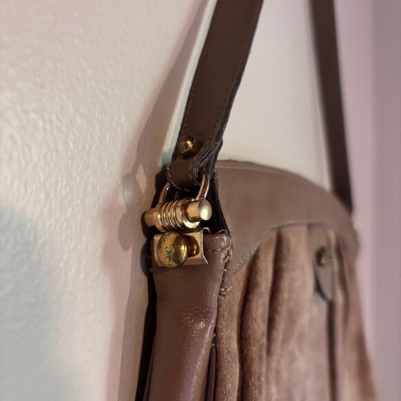 Vintage Etienne Aigner Taupe Suede and Leather Handbag - Picture 3 of 9